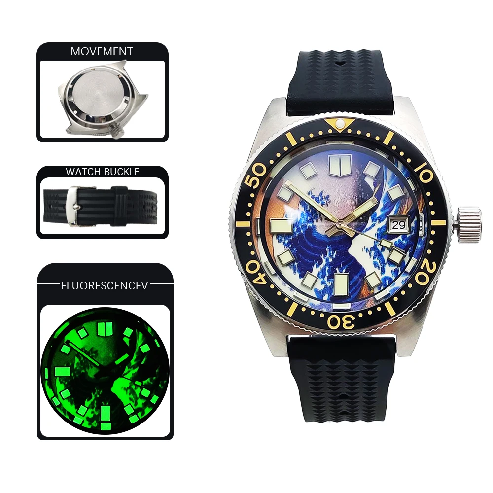 38 мм автоматические мужские часы для спорта и отдыха NH35 с матовым корпусом