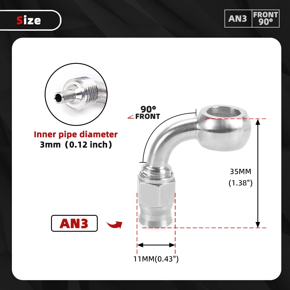 

MUGE-AN3 Кнец шланга банджо из нержавеющей стали, фитинг для мотоцикла, мотоцикла, гидравлического тормозного масляного шланга, фитинг для банджо 10 мм HR071