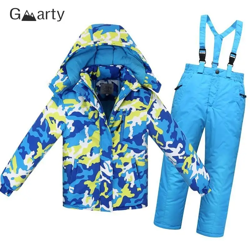 Ski Suit Kids Outdoor Warm Snow Jackets + Pants For Girls And Boys Waterproof Winter -30 Degree Snowboard Clothes images - 6
