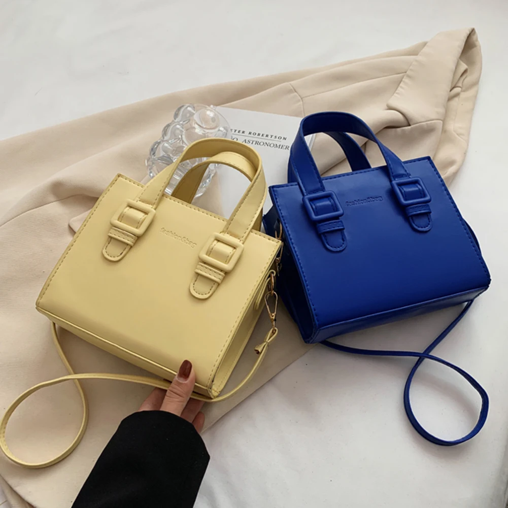 

Solid Color Small Top-handle Bags for Ladies Vintage PU Leather Women Shoulder Crossbody Bags Casual Messenger Bags Handbags
