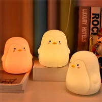 dropshipping penguin silicone touch sensor night light rechargeable 7 colors usb charging led night lamp for children christmas