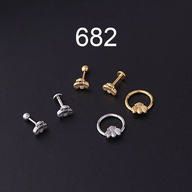 

1PCS Labret Piercing Ring Lip 16G Surgical Steel Zircon Cartilage Tragus Piercing Earring Stud Pircing Body Jewelry