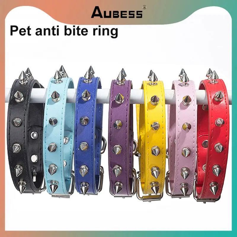 

Anti Biting Dog Cat Collar Spiked Studded Leather Soft Comfortable Pet Collars For Small Medium Large Dogs Walking Run Cats