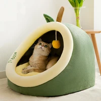 semi enclosed pet house nest warm detachable cat cushion kitten basket cozy cute washable cave for small cats cat accessories