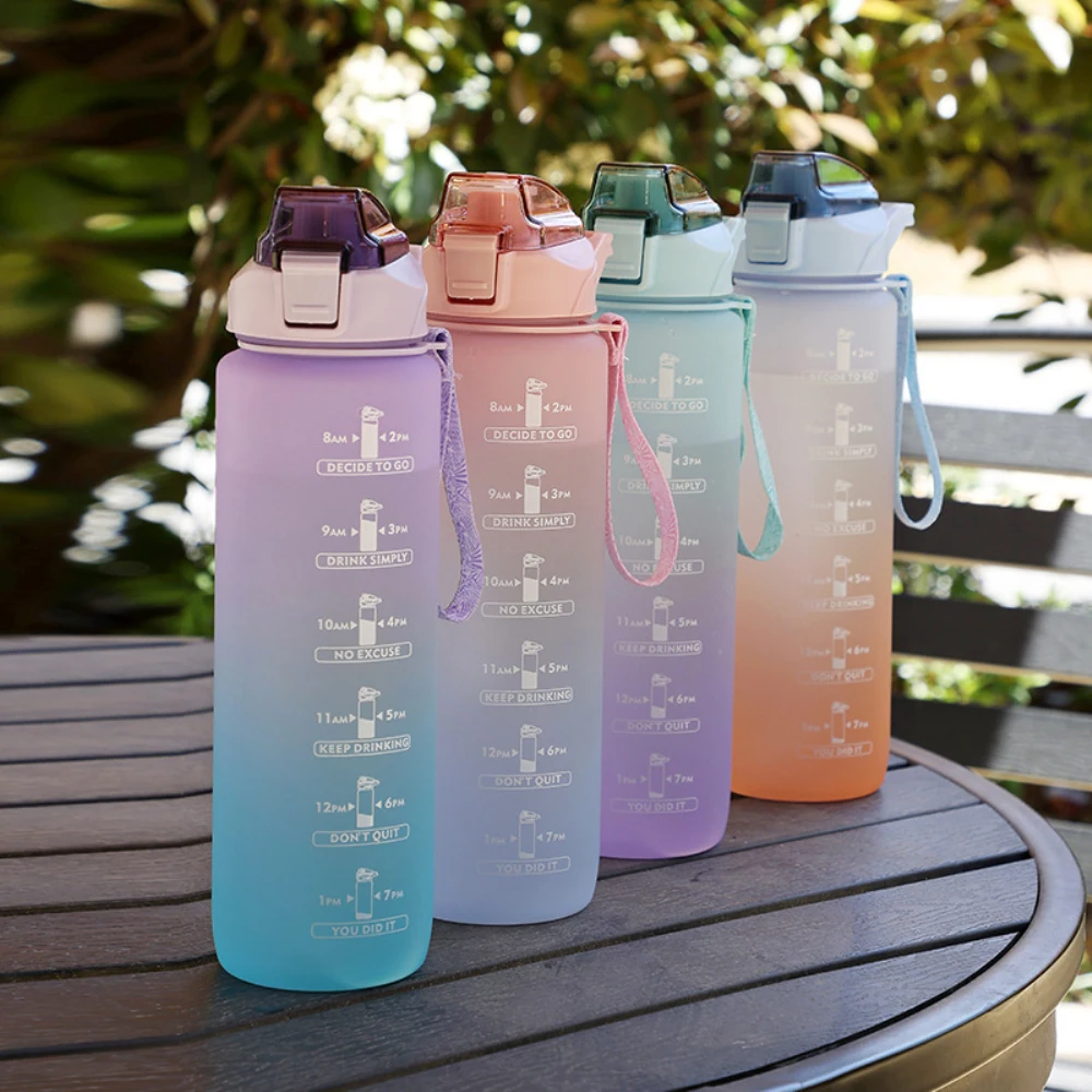 

1 Liter Water Bottle Motivational Sport Water Bottles Leakproof Bottles Outdoor Travel Fitness Jugs Drinking Cups Drinkware