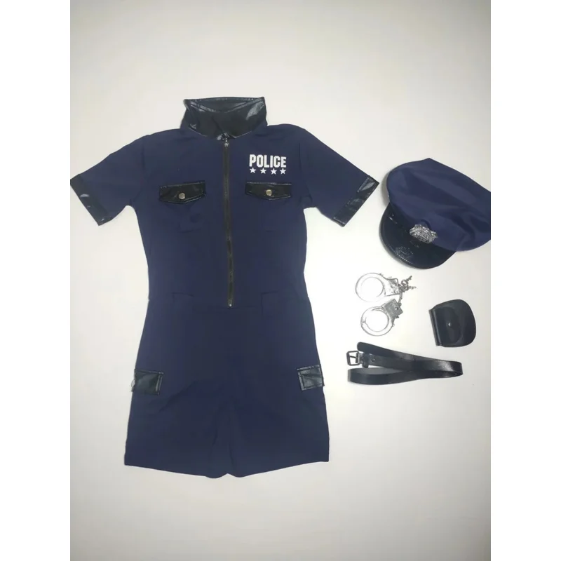 Сексуальный женский полицейский костюм для соблазнения полиции на молнии