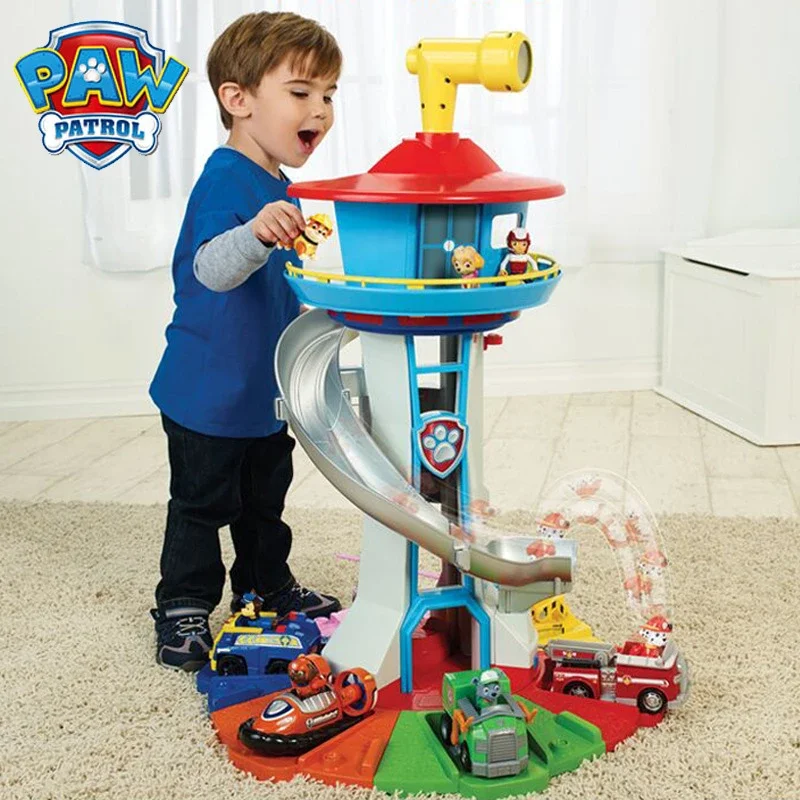 

Large Size Paw Patrol Watchtower Patrol Tower Model Car Toy Gift for Kids 6 Cars 6 Dogs Oversized Toy Christmas Present