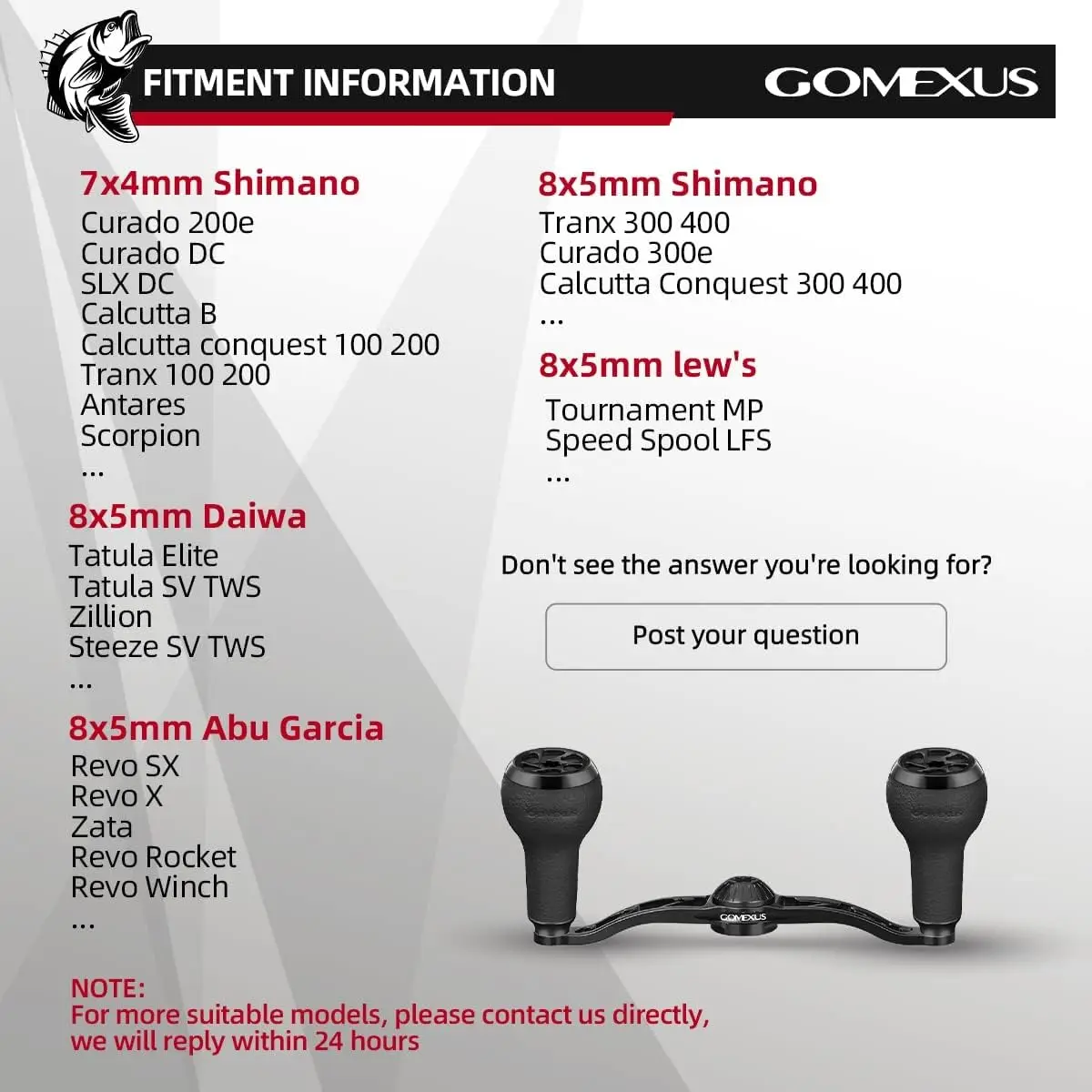 Фото Рукоятка для рыболовной катушки GOMEXUS, совместимая с Shimano SLX, Tranx, Daiwa Tatula, Zillion, Abu Garcia Revo 13, замена. №5