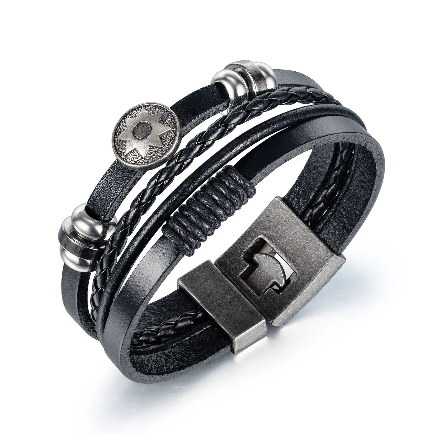 

Vintage Sunflower Men's Bracelet Jewelry Hand-woven Multilayer Titanium Steel Bracelet
