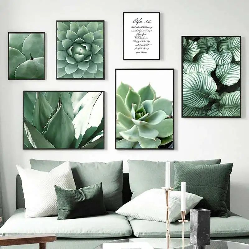 

Green Plant Leaves Monstera Art Canvas Painting Poster Nordic Succulents Aloe Print Wall Picture For Living Room Home Decor YT94