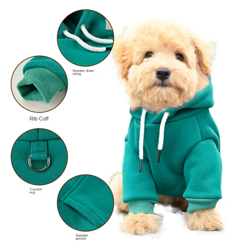 Coordinating Innerwear Pet Clothing Dog Warm Fleece Hoodie Clothes Pet Dog Small And Medium Dog Vest Outdoor Sweatshirt Bulldog Husky Puppy Cat Costume