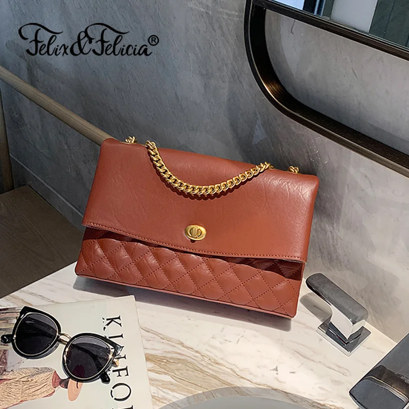 FELIX&FELICIA Fashion Shoulder Bags For Women Luxury Female Crossbody High Quality Genuine Leather Handbags Messenger Flap Bag