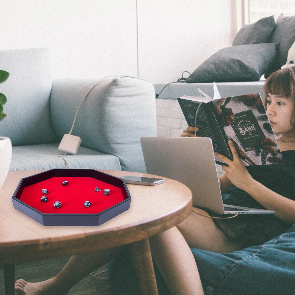 

Лоток для хранения игральных костей, красные бархатные украшения, товары для семейных игр, настольные аксессуары для настольных игр, кожаны...