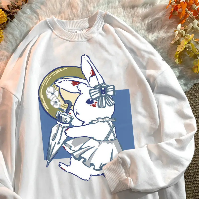 

Cotton Cartoon Rabbit Girl Round Neck Long Sleeve Sweater for Men and Women