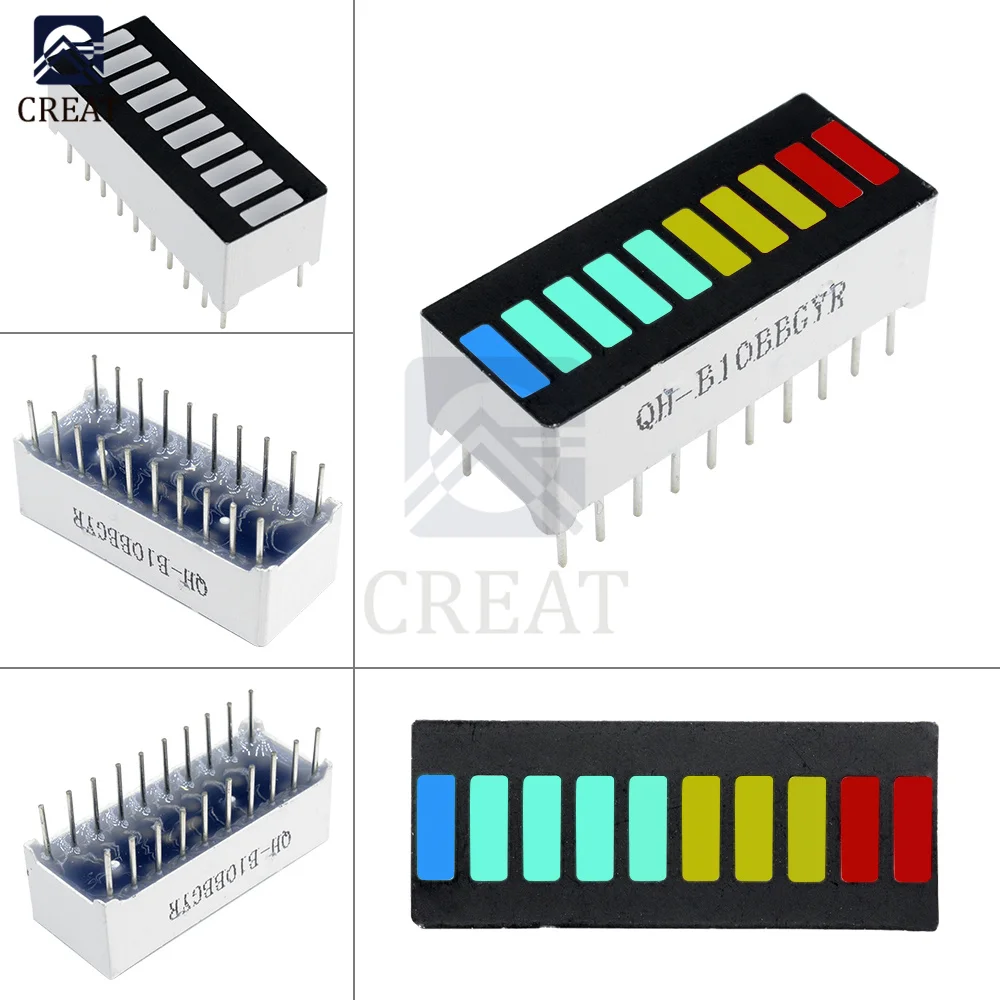 

2PCS LED Display Module 10 Segment Bargraph Light Display Module Bar Graph Ultra Bright Red Yellow Green Blue Colors Multi-color