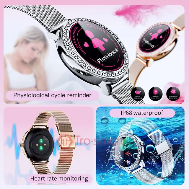 Lady Diamonds Smart Watch Women's Lovely Smartwatch Heart Rate IP68 Waterproof Smart Clock For IOS Android Sports Smart-watch 3