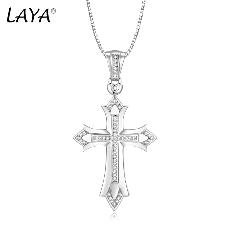 ЛАЙЯ Минималистичный настоящий крест из стерлингового серебра 925 пробы с