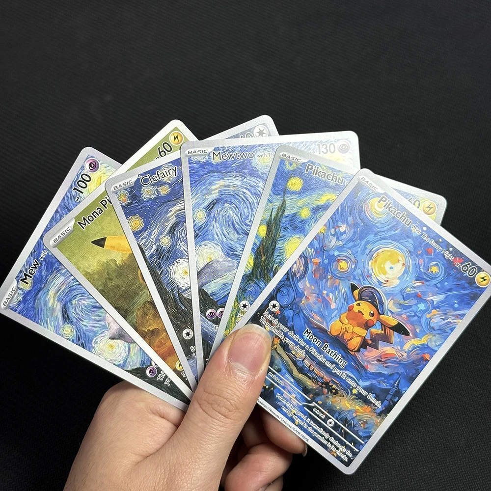 Фото Прокси-карты для игры PTCG Pokemon Starry Night Van Gogh 085, набор SVP Charizard Pikachu Venusaur Mew Snorlax Lugia Mewtwo Blastoise №2