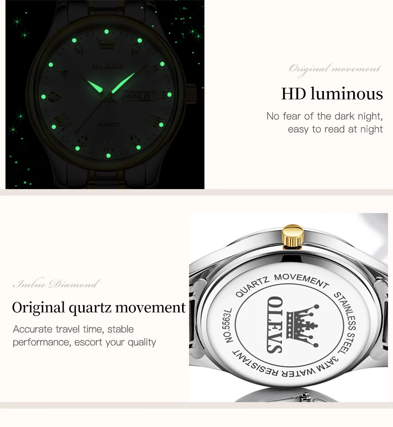 OLEVS Women Wrist Watch Original Watches for Ladies Waterproof Stainless Steel Luxury Quartz Woman Wristwatch Gold reloj hombre