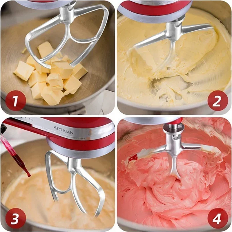 Фото Насадки и аксессуары для миксера KitchenAid 5-квартового, 5-литрового, 5-квартового (5KWW) и 5-литрового (5K7SDH) моделей: проволочный венчик, крюк для теста и насадка-лопатка. №3