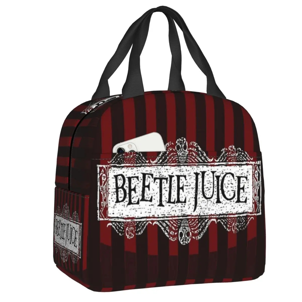 

Horror Movie Beetlejuice Insulated Lunch Bag for Women Waterproof Tim Burton Film Cooler Thermal Bento Box Office Picnic Travel