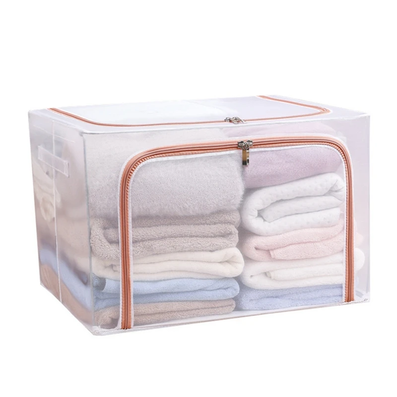 

Cloth Clothes Steel Frame Transparent Storage Box Foldable Storage Case Bed Sheet Blanket Pillow Shoe Rack Container A