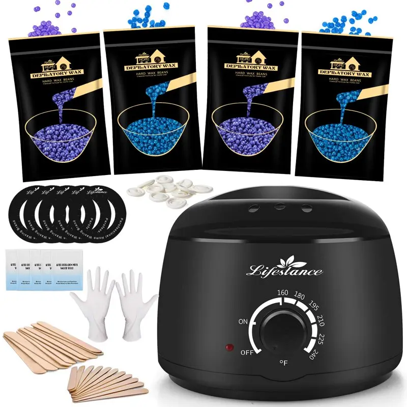 

Waxing Kit Hair Removal Starter Wax Warmer Kit with 47 Wax Accessories Relaxing Lavender Formulas Hard Stripless Wax Beads for F