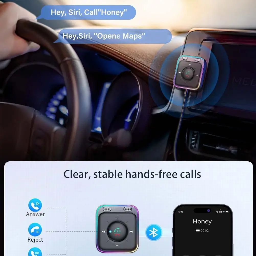 Автомобильный адаптер Bluetooth 5 3 улучшенный двойной Mics ENC шумоподавляющий AUX мм