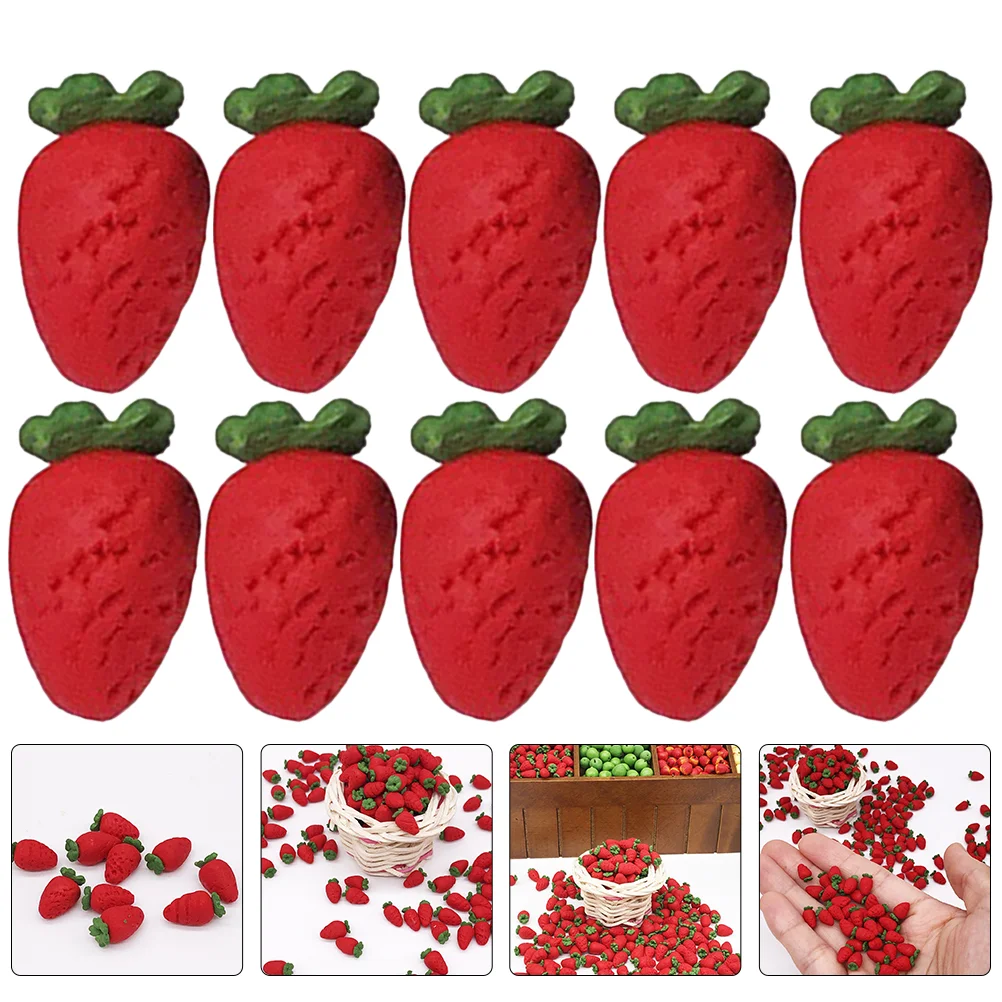 

Strawberry Miniature Mini Kitchen Fruit Model Accessories Toys Props Resin Artificial Decoration Charms Strawberries Tools