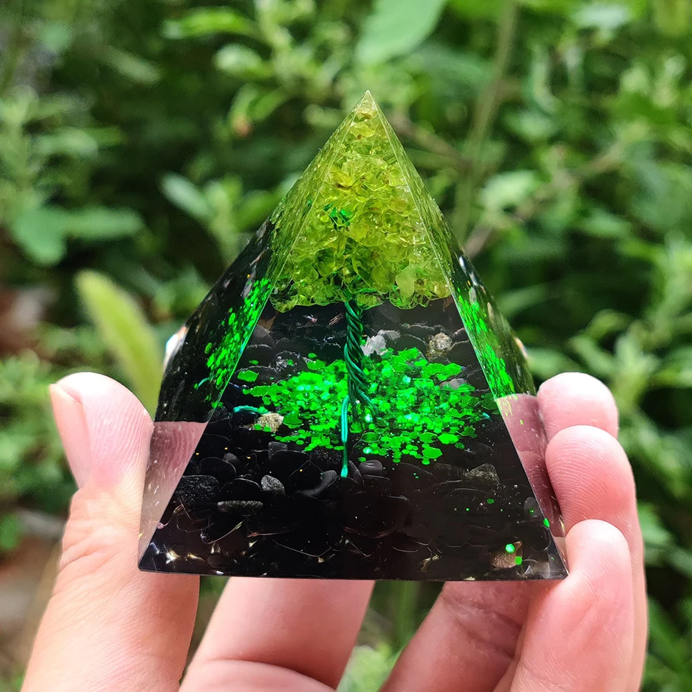 

Energy Pyramid Orgonite Reiki Natural Amethyst Ball Healing Crystals Chakra Tool Ornaments Resin Stones Craft Kids Gift Pyramid
