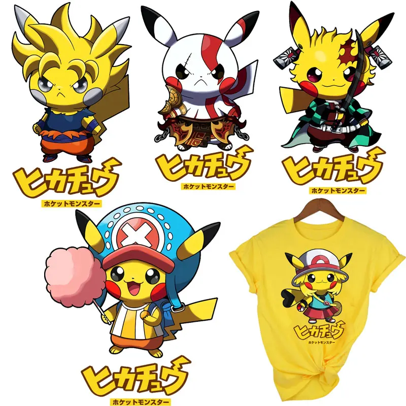 Японский аниме-мультфильм Pikachu на одежде Покемон Патчи для нанесения глажкой на одежду наклейки термоклейки на куртку.