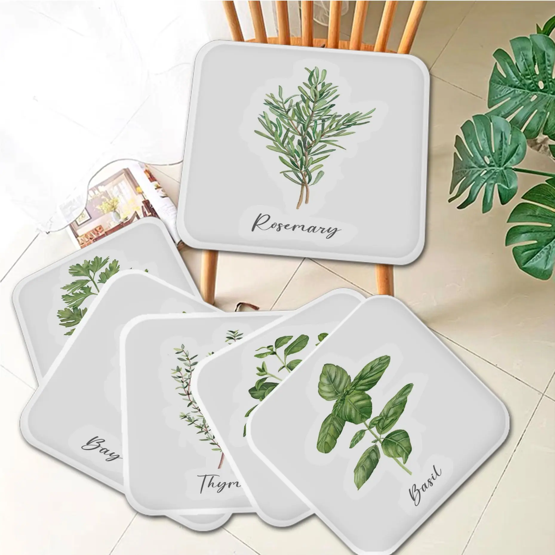 

Herbs Art Four Seasons Sofa Mat Dining Room Table Chair Cushions Unisex Fashion Anti-slip Sofa Cushion