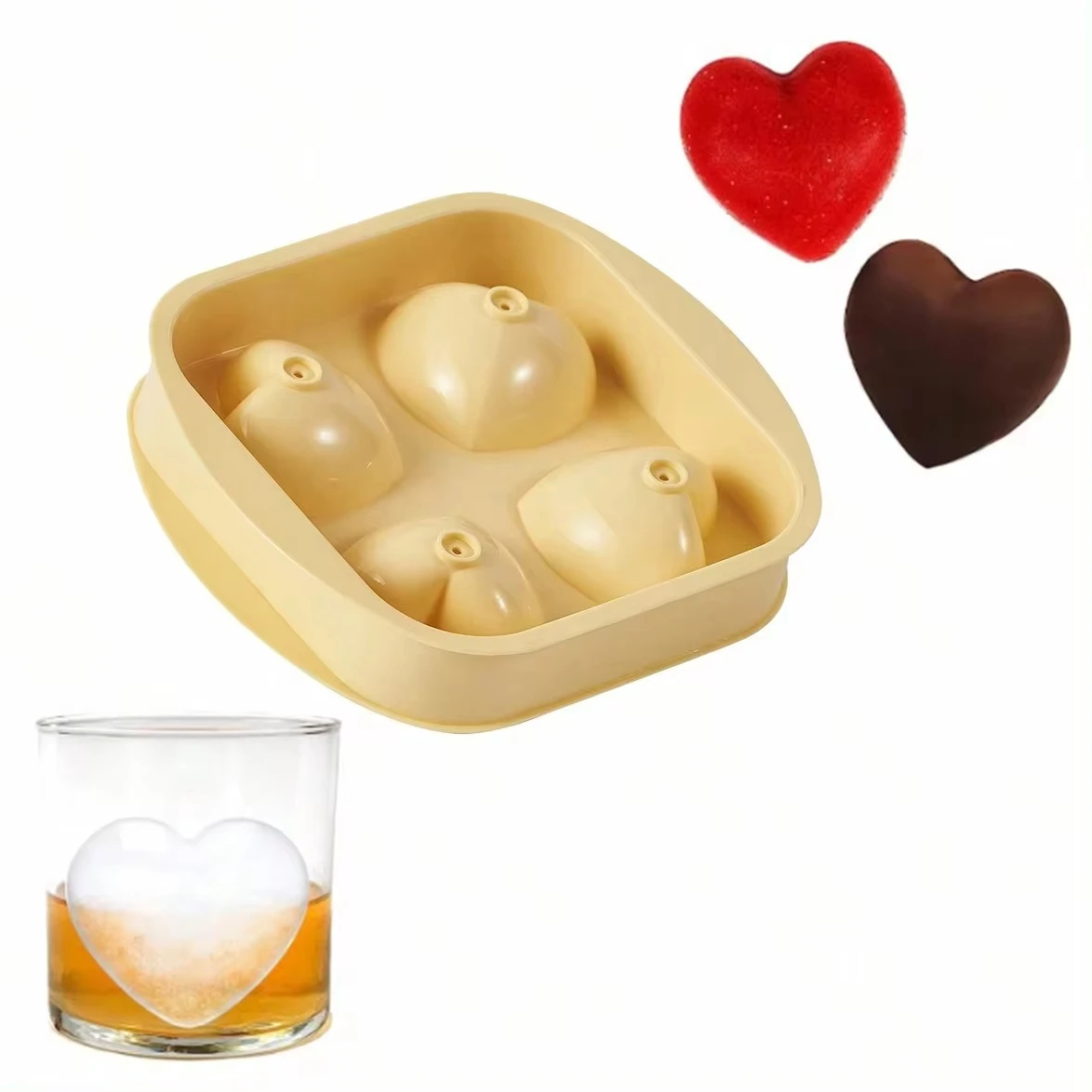Лоток Для Кубиков Льда В Форме Сердца Объемная Форма Напитков И Коктейлей