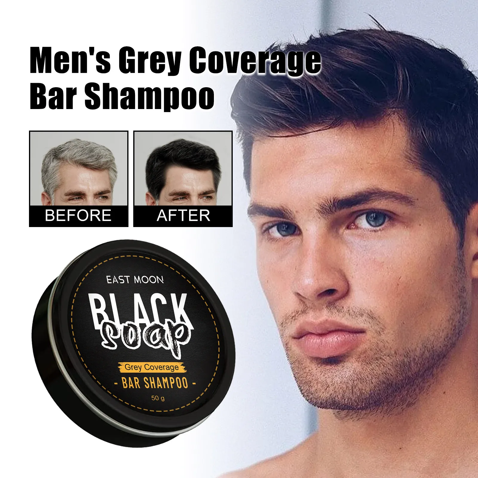 

Барный шампунь, мыло 50 г, барное мыло для серых волос для мужчин, шампунь для затемнения волос, седые волосы