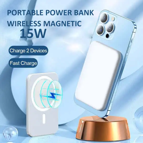 

10000mAh Magnetic Power Bank Portable Charger Magsafe Wireless Fast Charging External Battery for Universal All Mobile Phones