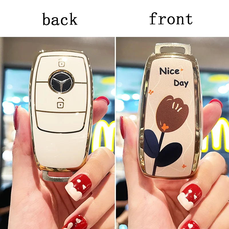 Чехол для автомобильного ключа из ТПУ с двумя кнопками для Mercedes Benz AMG G63 2019 2020 A180, Φ Class W213 2018 W245 E200L E300L E260L A180L C260L