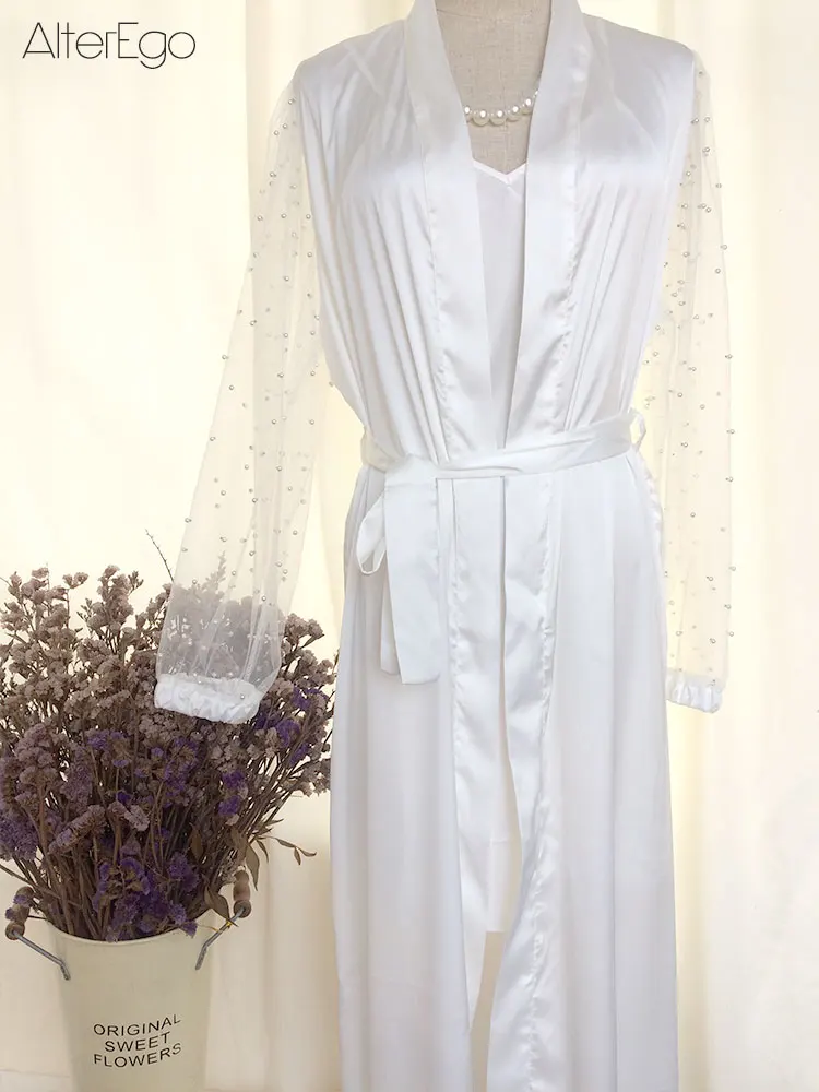 Тюлевое свадебное платье с жемчугом, однотонное платье до пола, роскошные шелковые платья, атласное свадебное платье для свадебной вечеринки