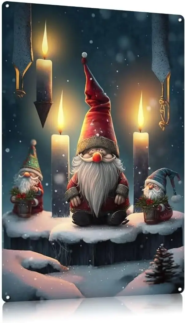 Lttle Snt Clus Sgn Retro Funny Chrstms Metl Tn Decor ron Pntng Wll rt For Home Coffee Shop Retr