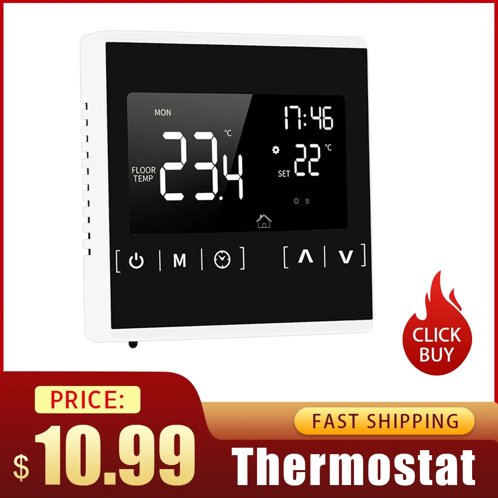 

Термостат S-mart для теплого пола, с сенсорным ЖК-дисплеем, AC85-240V