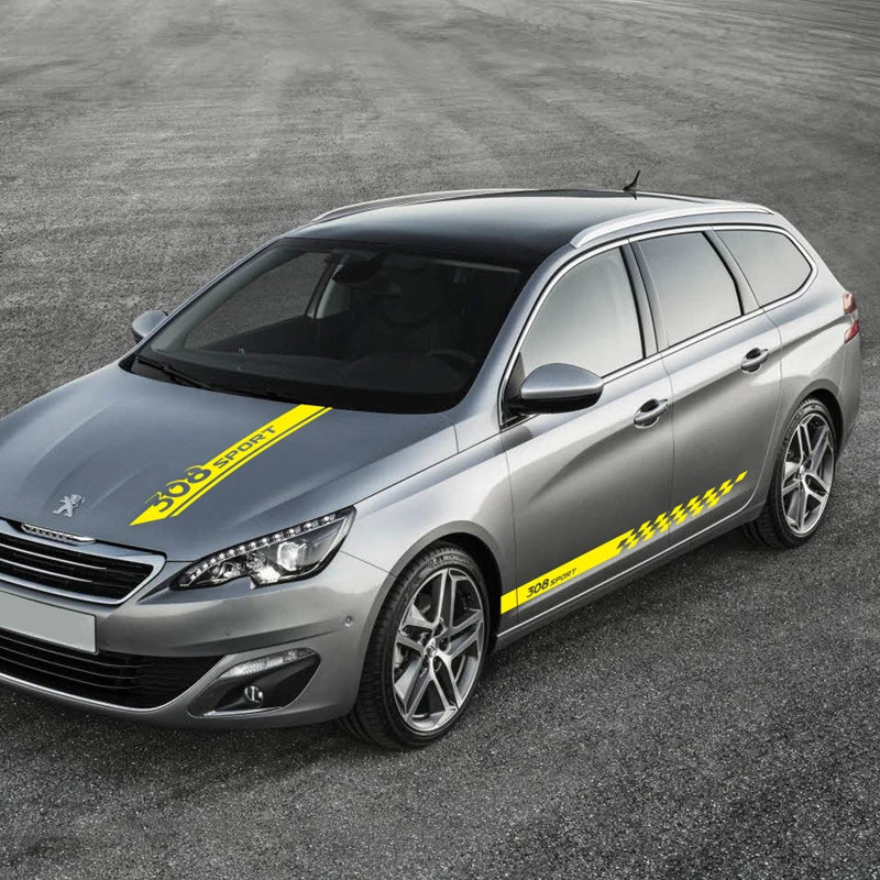 Для PEUGEOT 308 CC GTI SW Автомобильный капот спортивные полоски гоночный стиль стильный