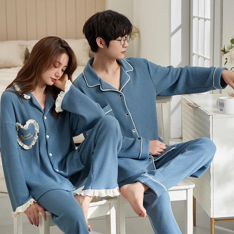 QUHENG cotton Men Pajamas Women Sets for Winter Thick Warm Long Sleeve Trousers Sleepwear 2 Piece /Set Home Clothing Male