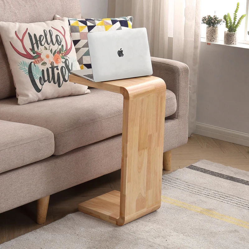 

Nordic Solid Wood Side Table Modern Minimalist Sofa Corner Small Apartment Living Room Coffee Black Walnut WF