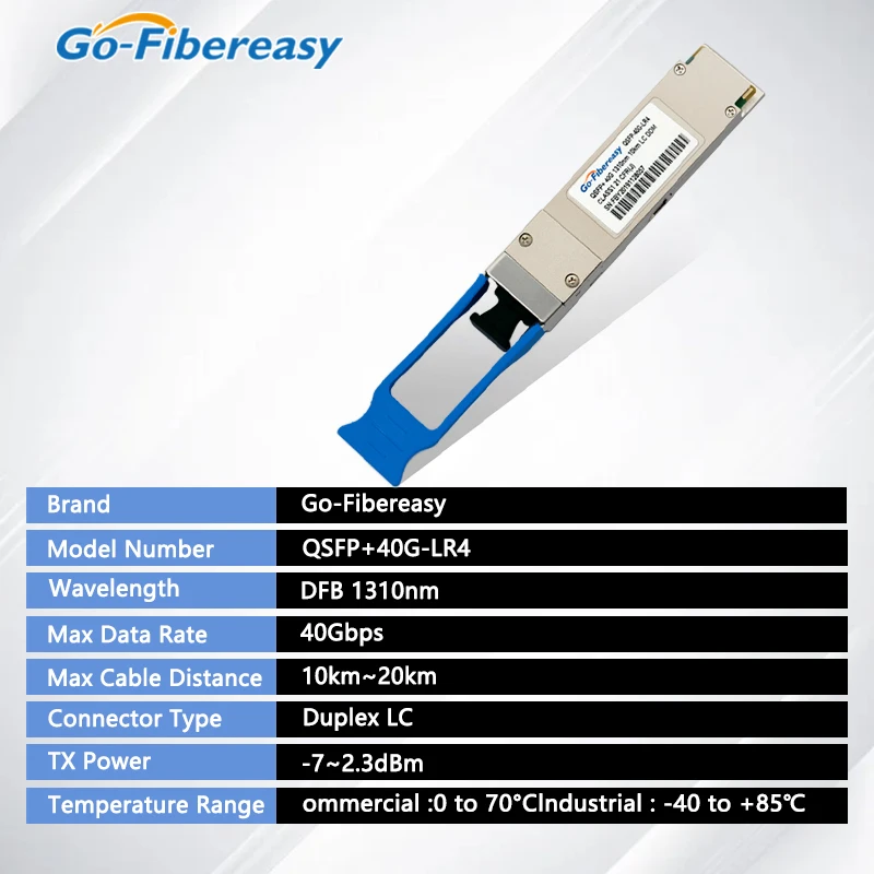 QSFP 40Gb 10km Transceiver Module QSFP-40GE-LR4 1310nm DDM LC SMF Optical Switch Module Compatible Cisco/Huawei/Juniper/Mellanox