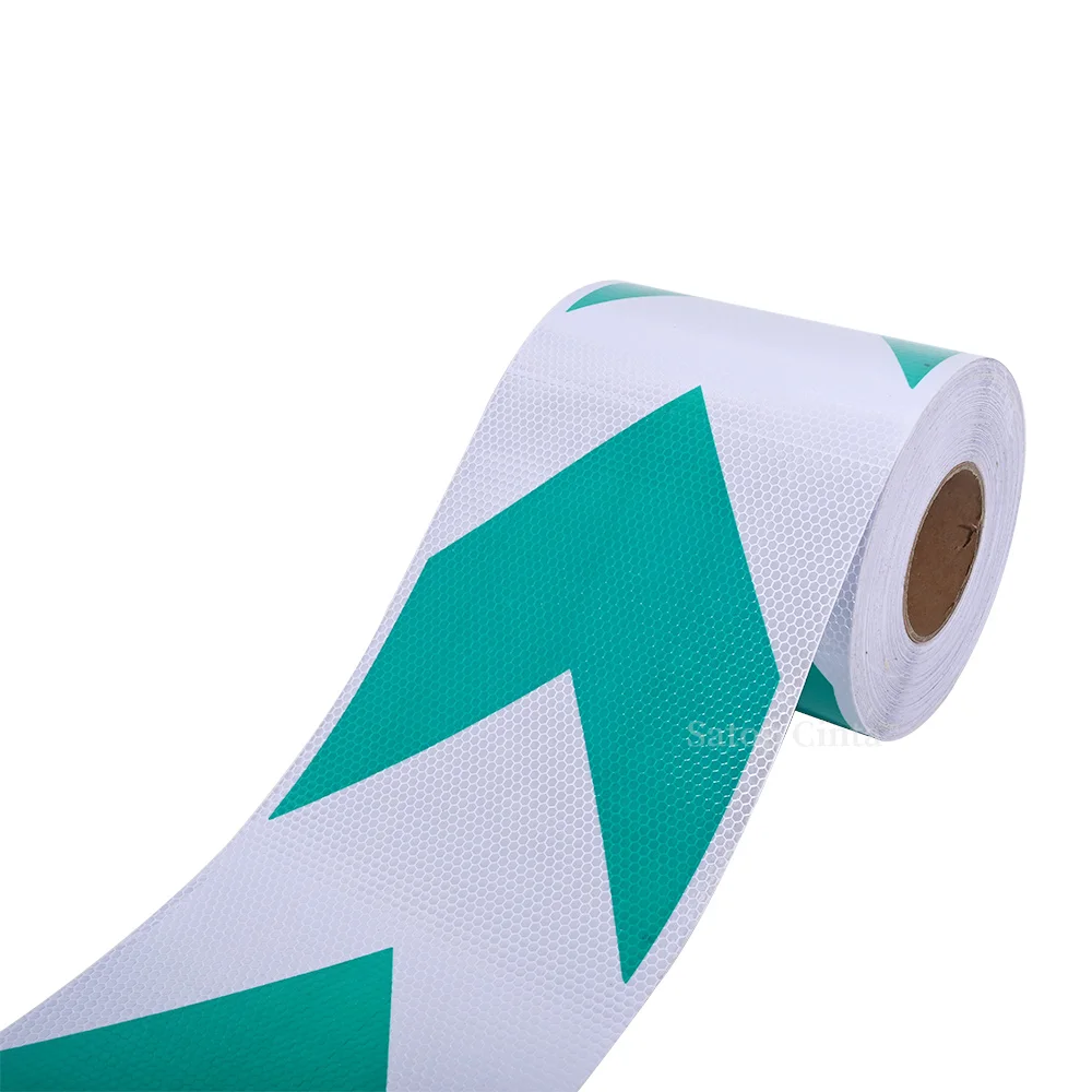 Светоотражающая лента со стрелками белая зеленая 8 дюймов 10 м фотолента