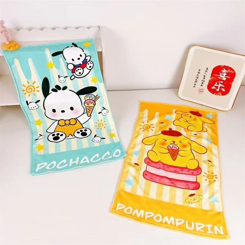 Полотенце Sanrio Kuromi My Melody милое мультяшное аниме помпон пурин Коричный цвет