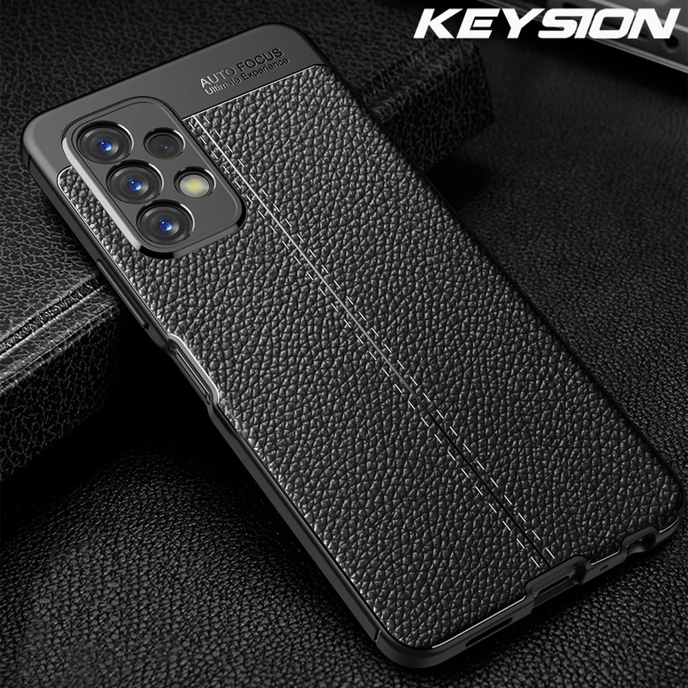 Противоударный чехол KEYSION для Samsung A23 A33 A13 5G кожаная текстура Мягкая силиконовая