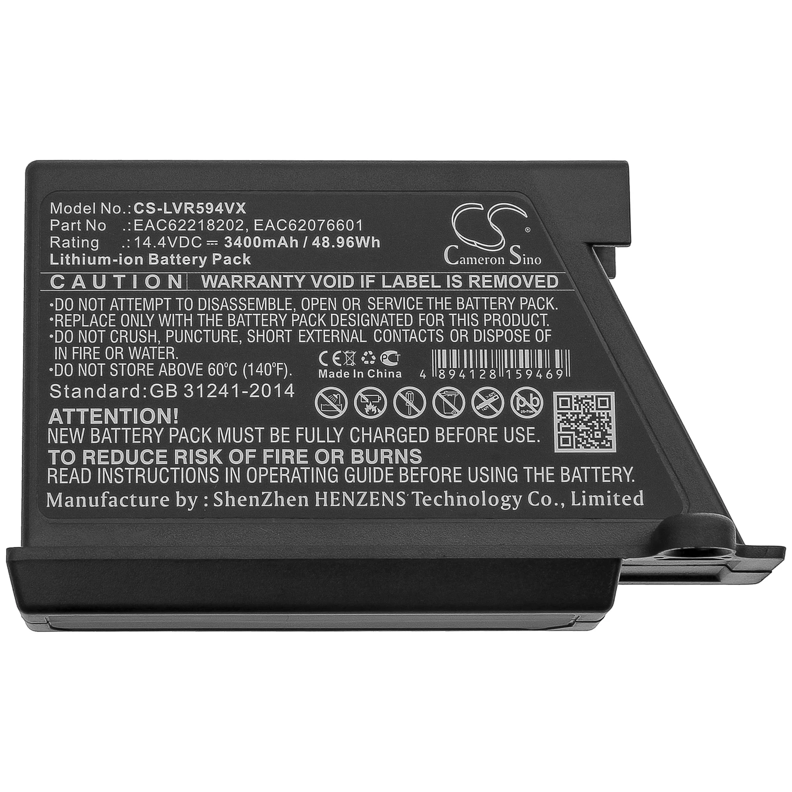 

Cameron Sino 3400mAh Battery for LG VR34406LV,VR34408LV,VR5902LVM,VR5940L,VR5942L,VR5943L,VR6170LVM,VR6171LVM,VR62601LV,VR6260