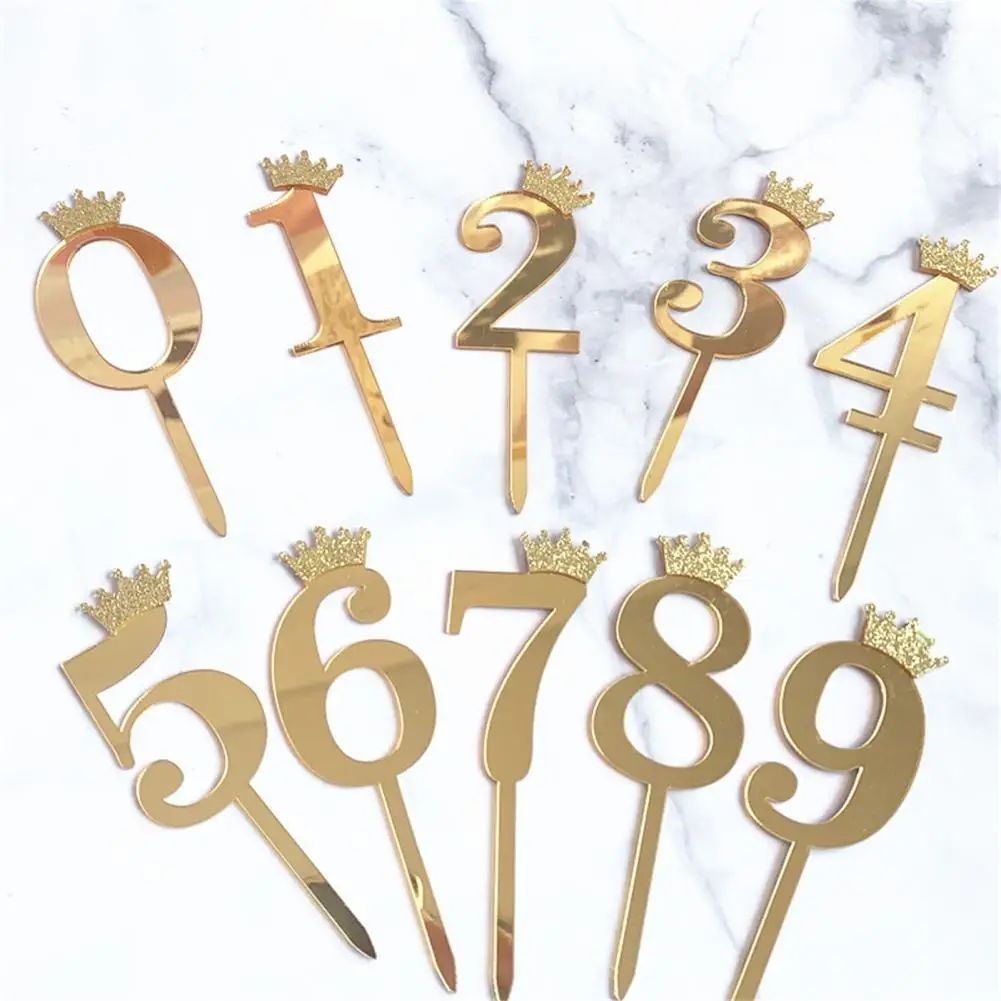 

Cake Numeral Topper Crown Style Dazzling Birthday Cake Number Acrylic Number Cake Topper Anniversary Birthday Party Decoration