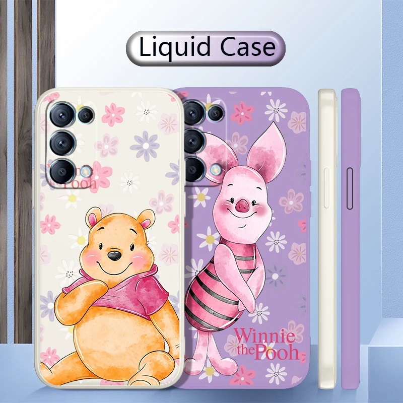 

Winnie the Pooh Lovely Cute For OPPO Find X5 Pro X3 Pro X2 Neo 7Z 6 5 4Z 2Z SE Lite Pro 4G 5G Liquid Rope Silicone Phone Case