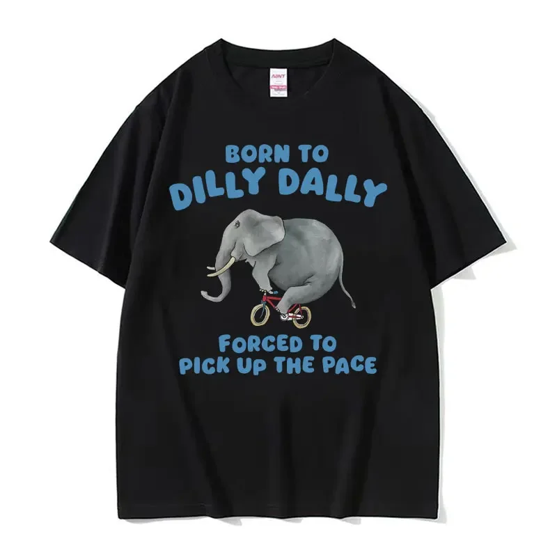 Футболка с юмором Born To Dilly Dally забавная футболка рисунком в стиле ретро летняя для